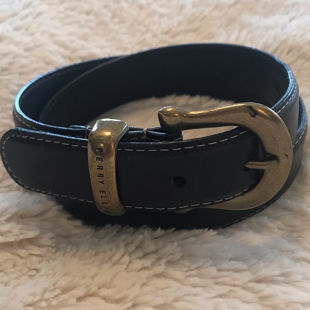 Black Leather Belt - Sz M